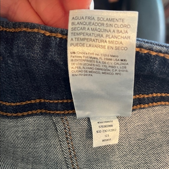 Chico’s Jeans Pull-On Wide Leg Cropped Denim Faux Button Fly Chicos 3P Petite XL - Picture 10 of 11